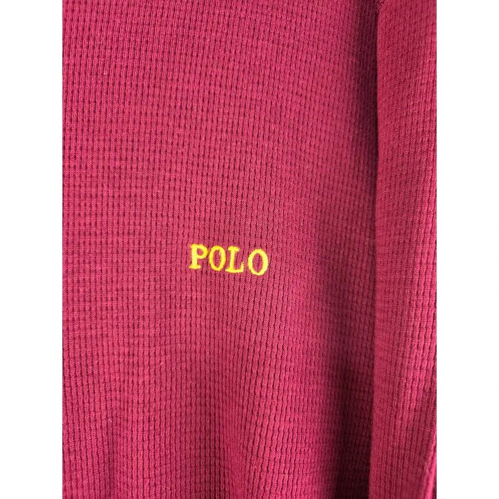 Polo Ralph Lauren Mens XL Burgundy Waffle Knit Thermal Long Sleeve Shirt Maroon